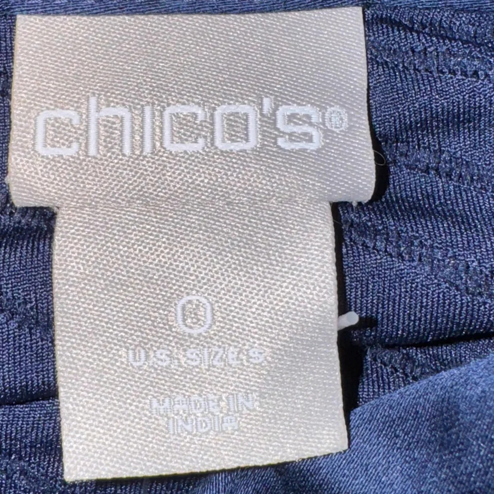 Chico’s Women's Button Up Shirt Textured Knit Long Sleeve Navy 0- Small NWT - Picture 10 of 11